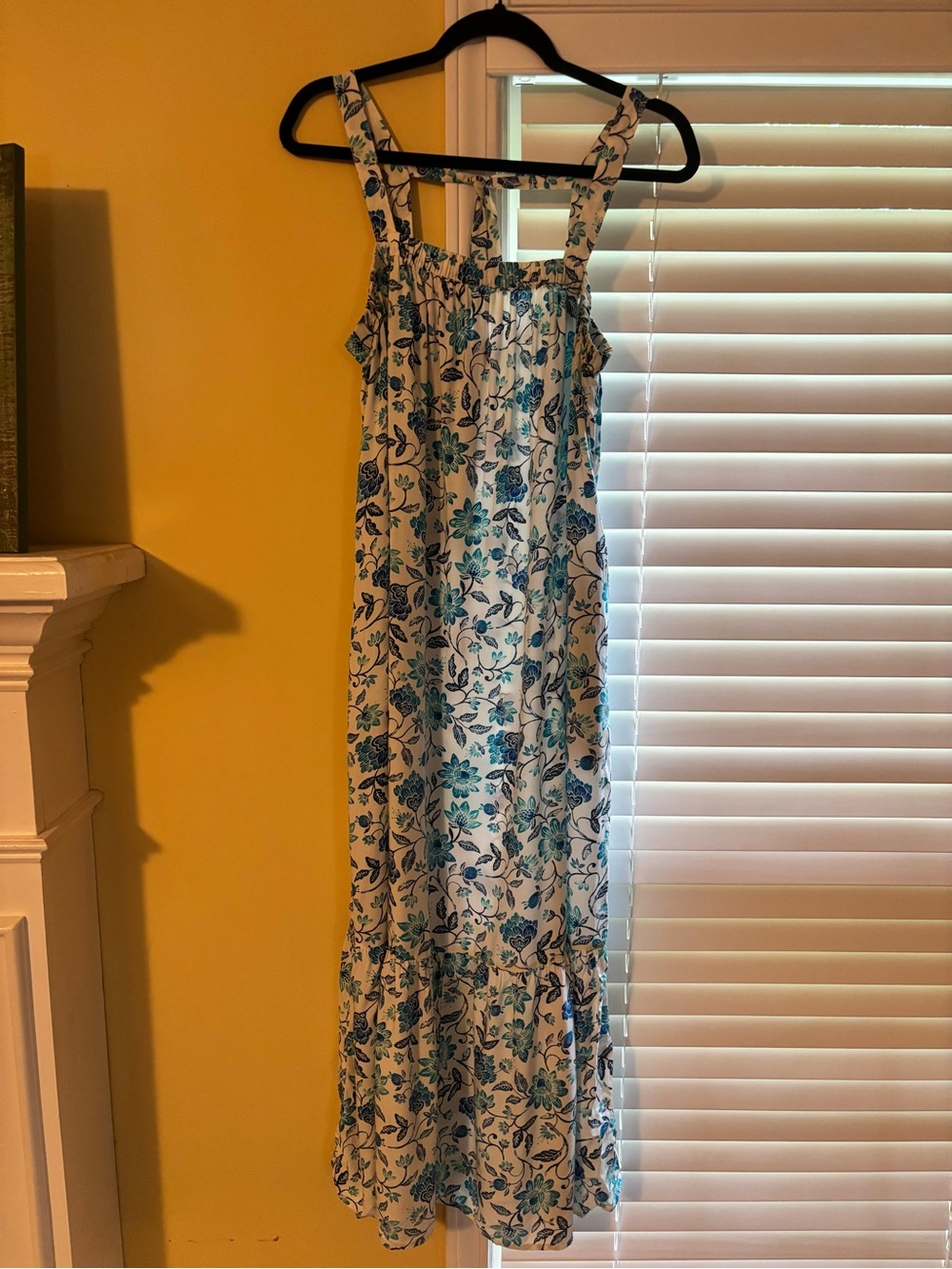 Old Navy White Maxi Dress with Blue Floral Print